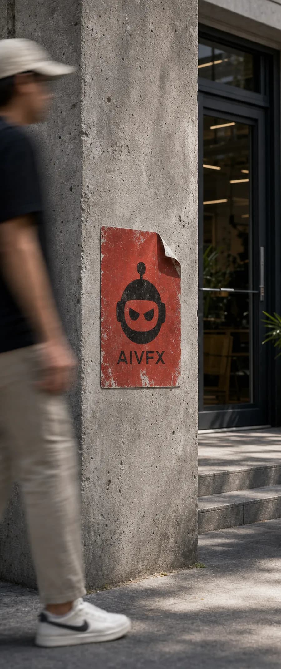 AIVFX poster on a wall by the studio entrance